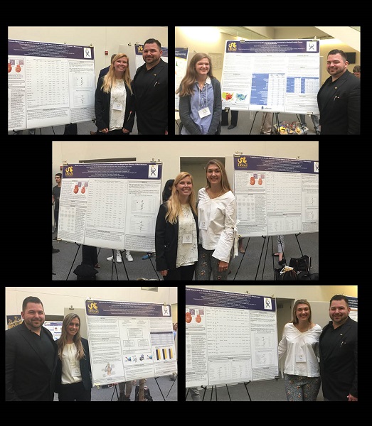 Health sciences students Elizabeth Sinclair, Marissa Pontarelli, Kyra Gray and Mikayla McGrath with their professor, Michael Bruneau, Jr., PhD presenting their posters at Pennoni Honors College’s Week of Undergraduate Excellence.